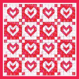 Example quilt using the Playful Hearts block