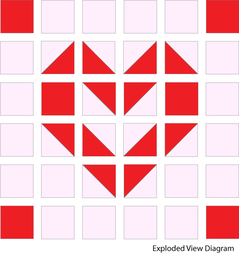 Exploded view of the Playful Hearts block